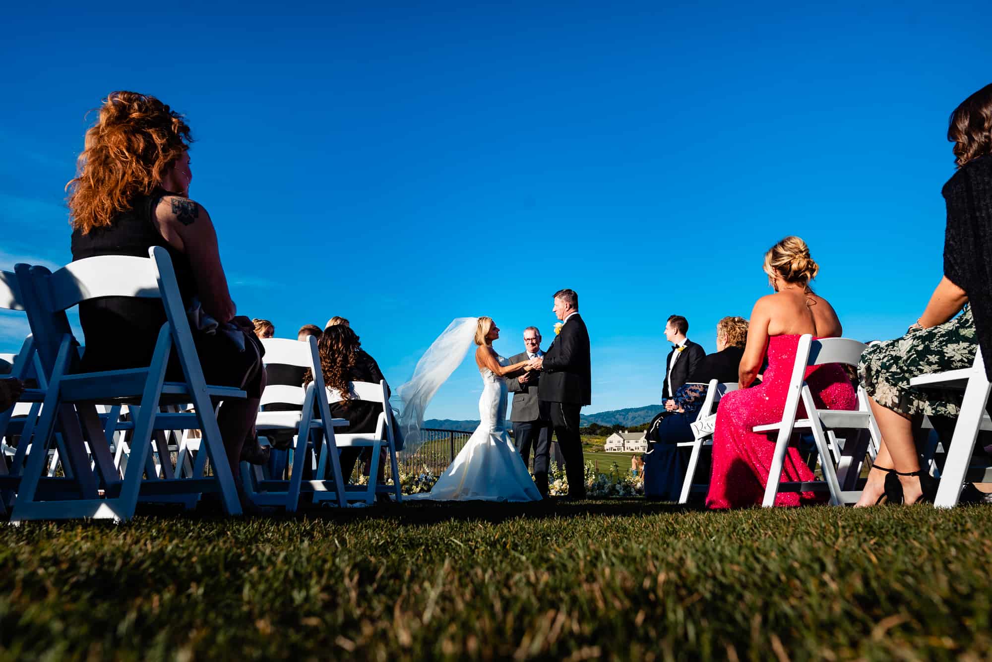 beach wedding ceremony held outside the Ritz-Carlton Half Moon Bay