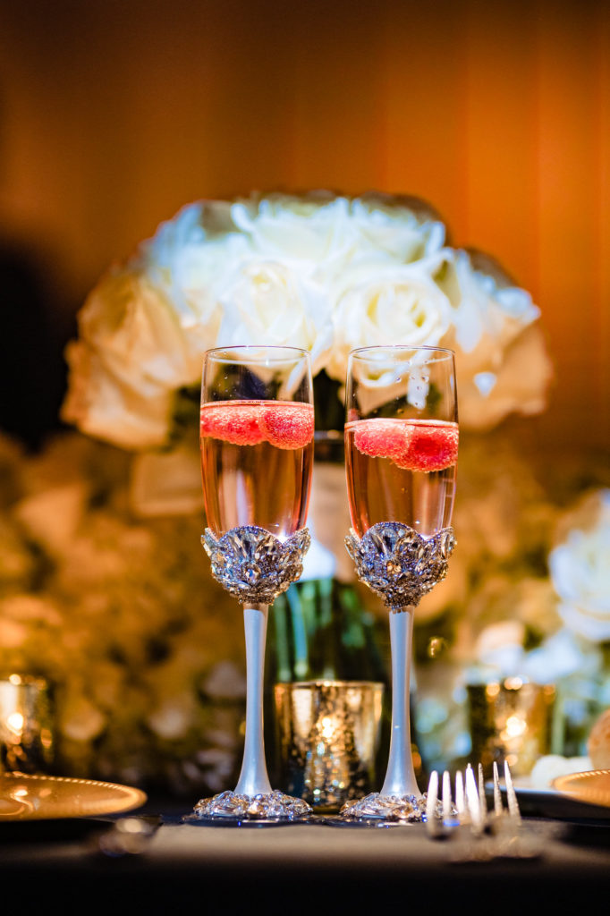 the couple's wine glass