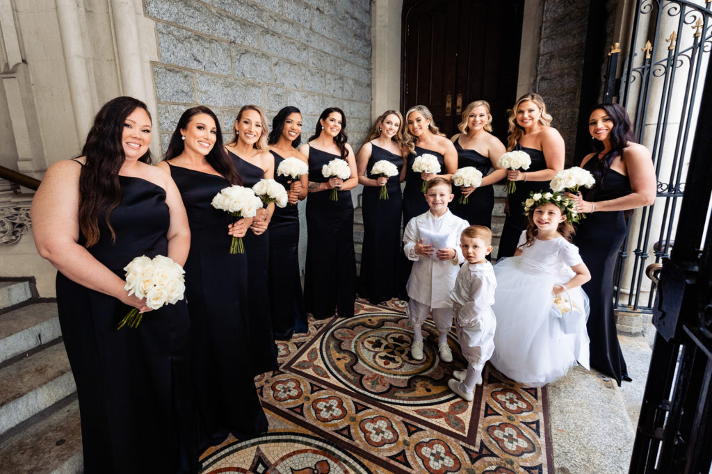 bridesmaids with the children