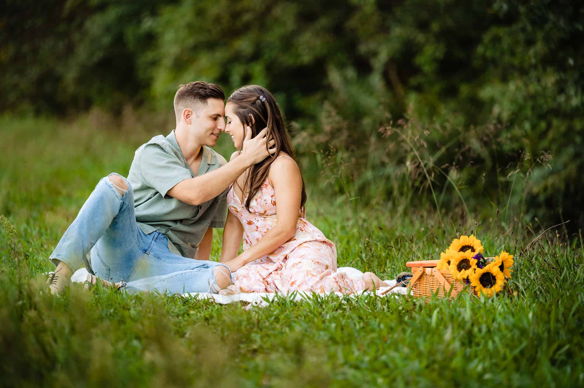 couple having a sweet moment outdoors