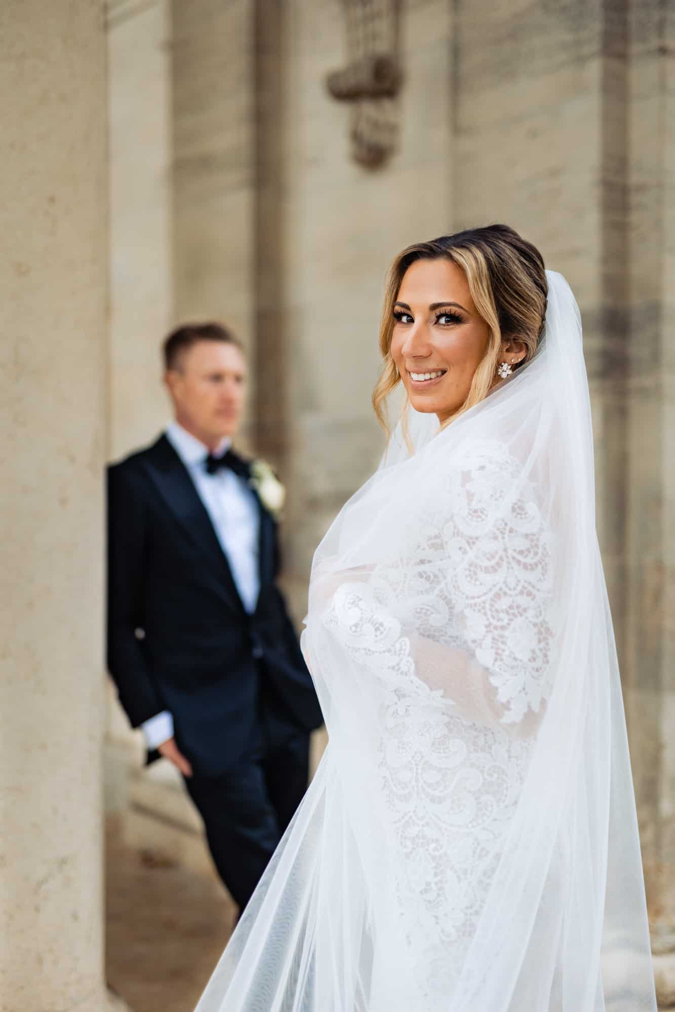 bride smiling at the camera