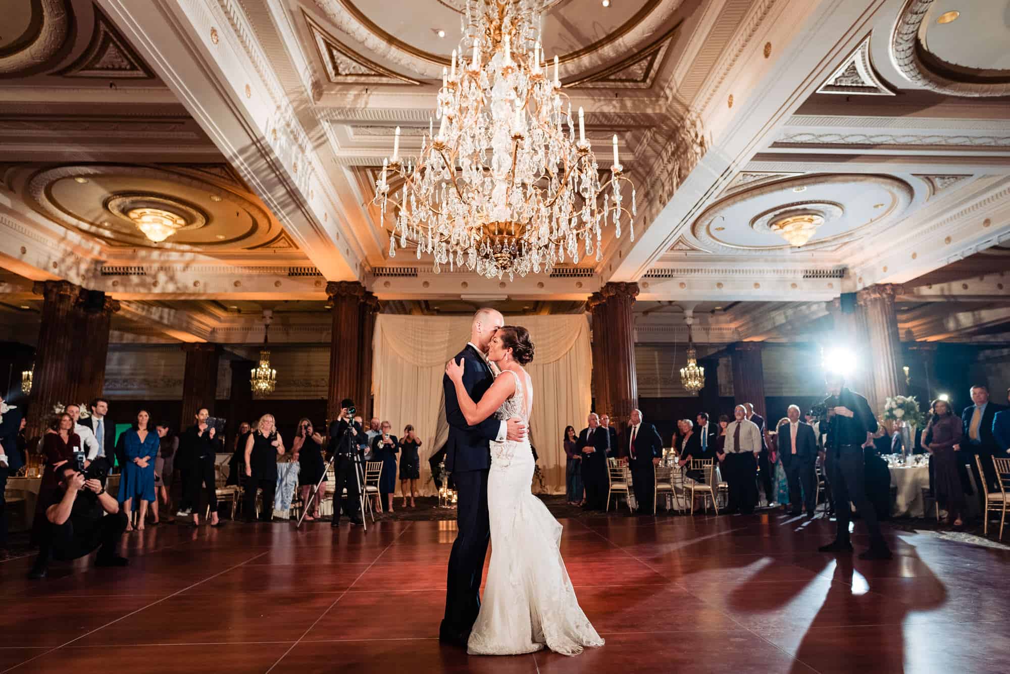 wide shot of the newlyweds' first dance