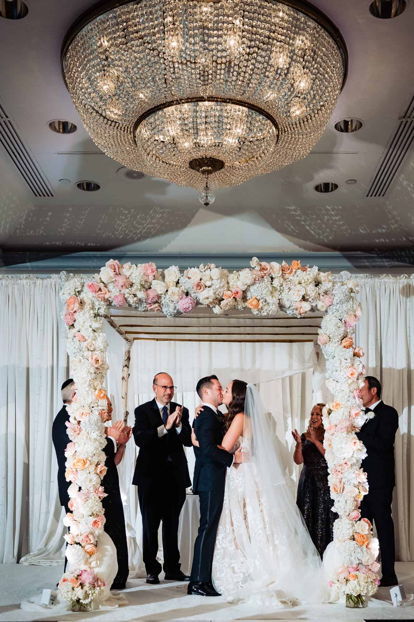 bride and groom kissing