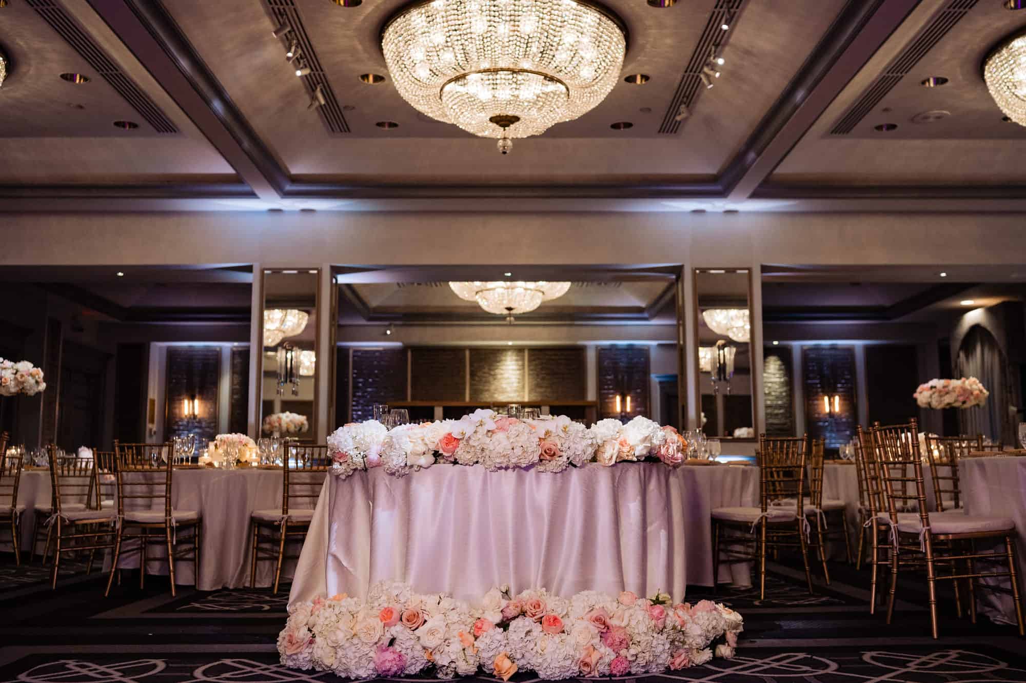 the sweetheart table at a Rittenhouse Hotel wedding reception