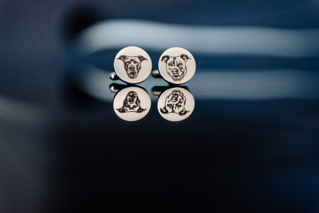 boutonnieres with dog engraving