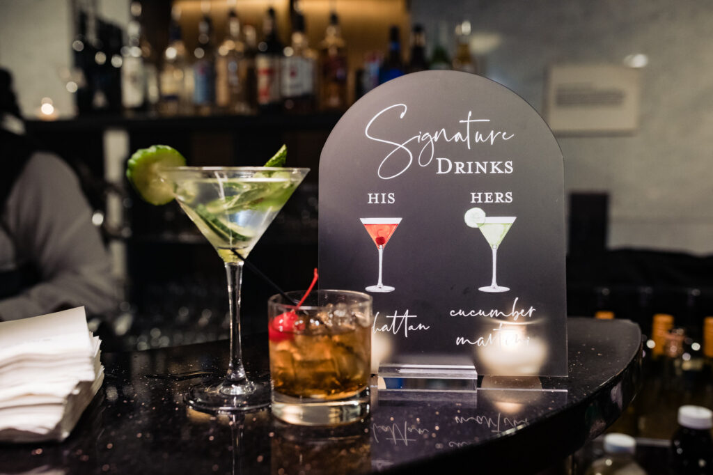 signature drinks at the reception