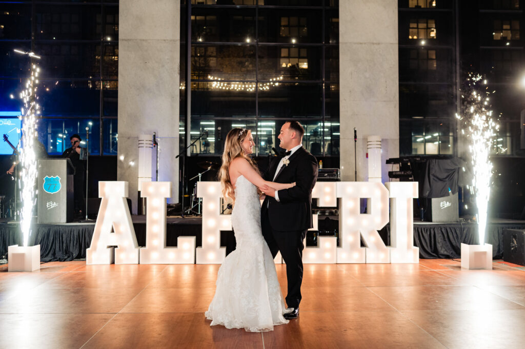 newlyweds' first dance in their loews hotel wedding reception