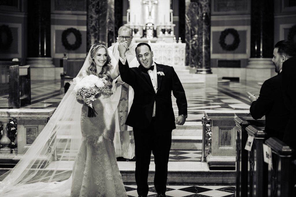 black and white picture of the newlyweds