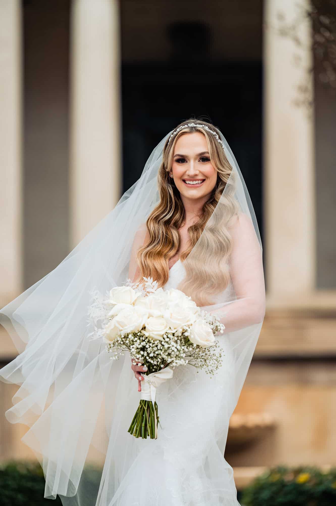 bride holding her bouquet portrait