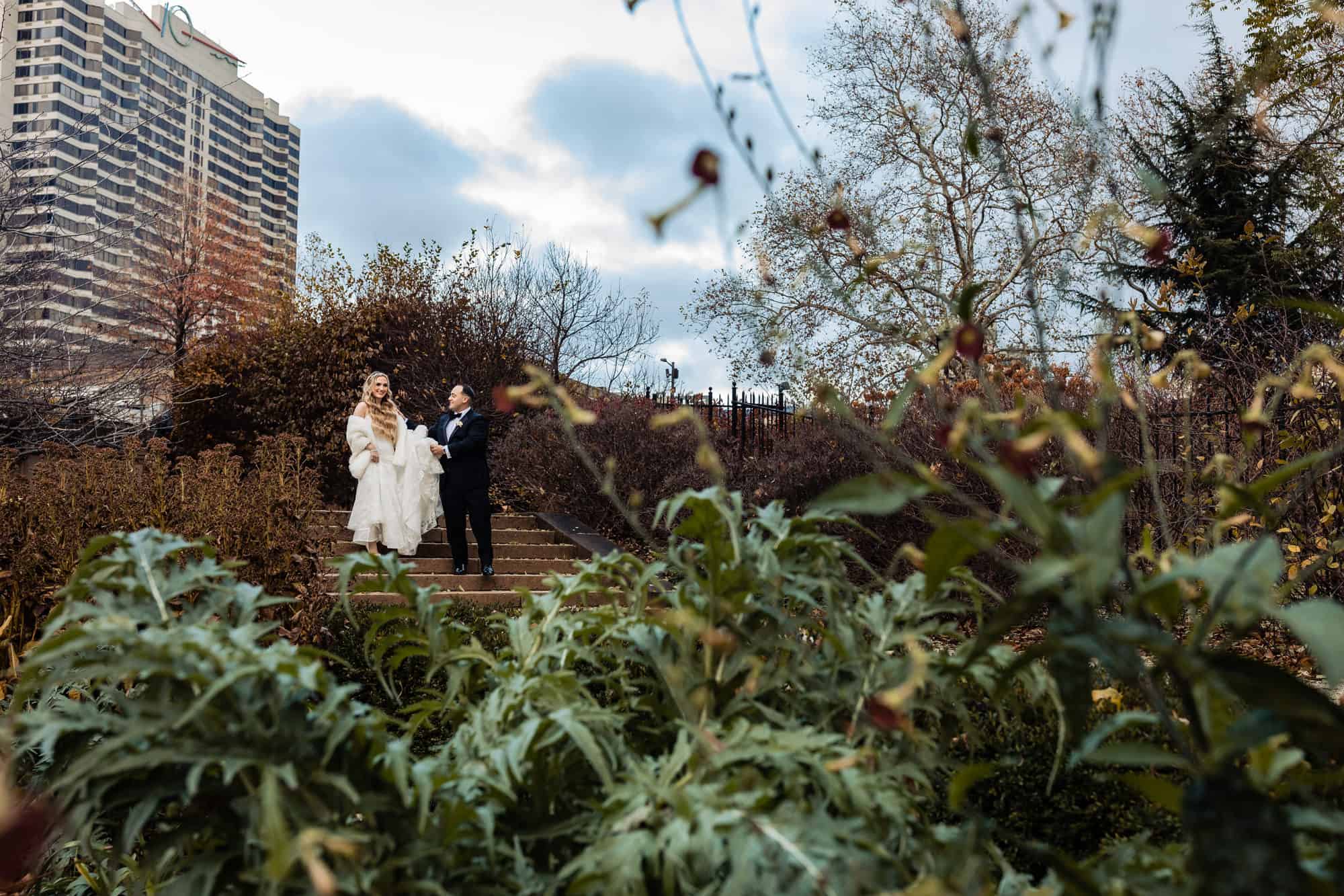 wides shot of the bride and groom