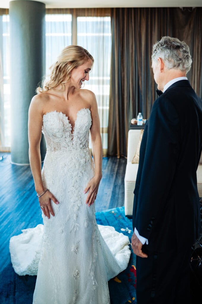 light moment between the bride and her father