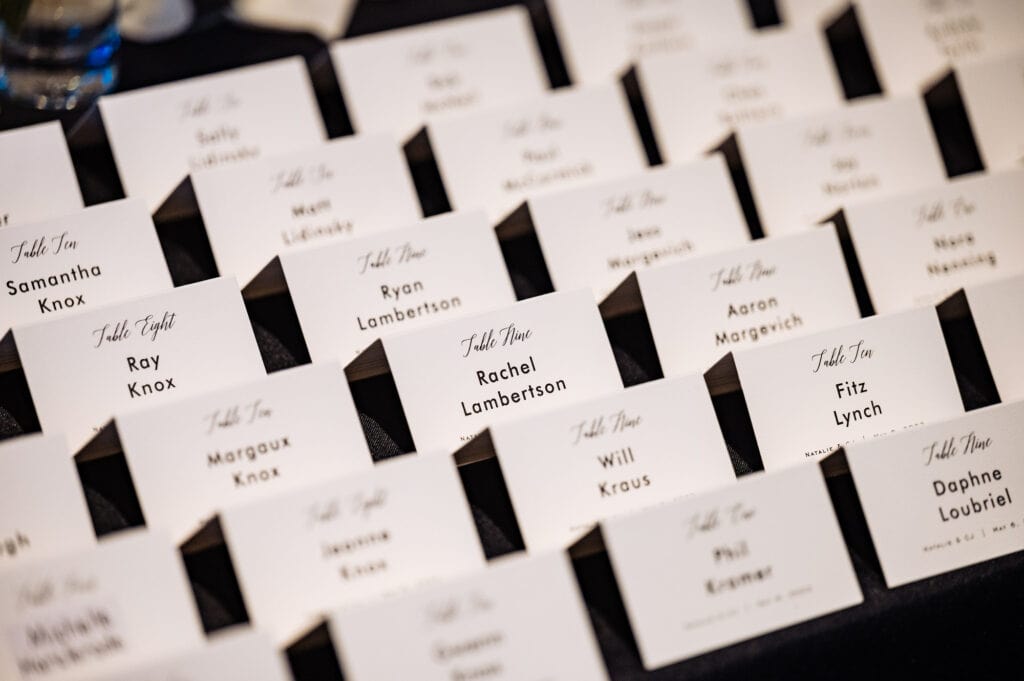 little cards with the guests' names