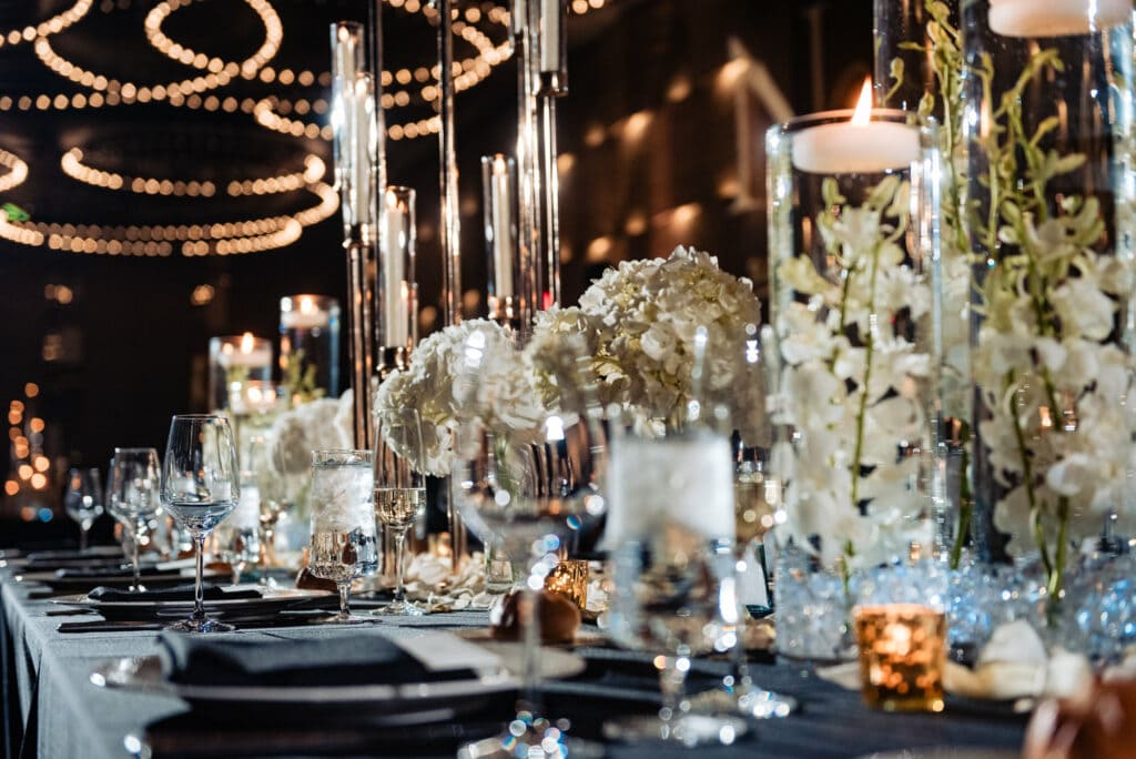 wedding reception table arrangement