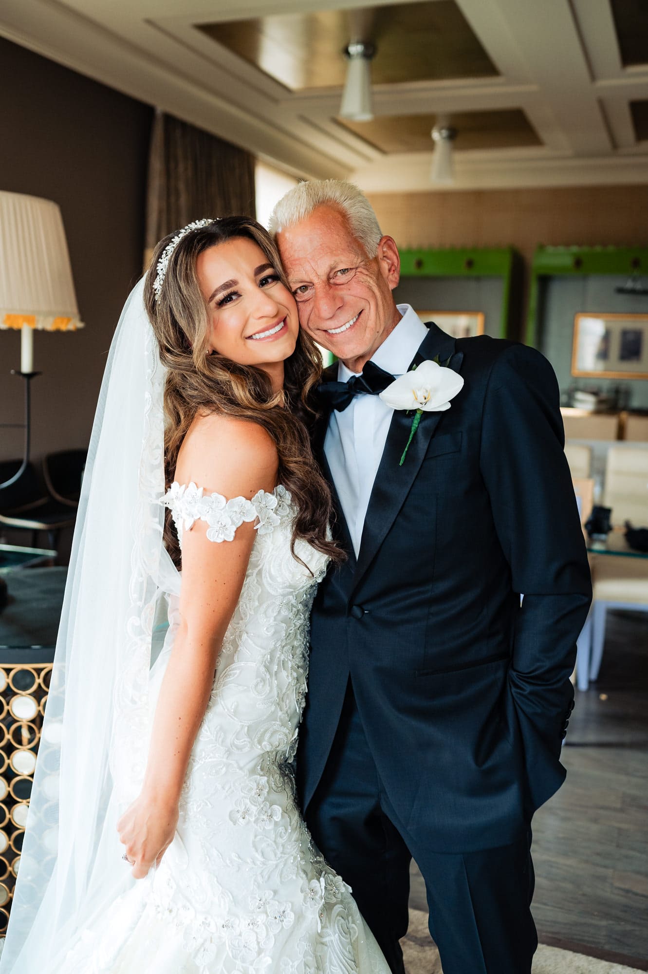 bride and father's portrait