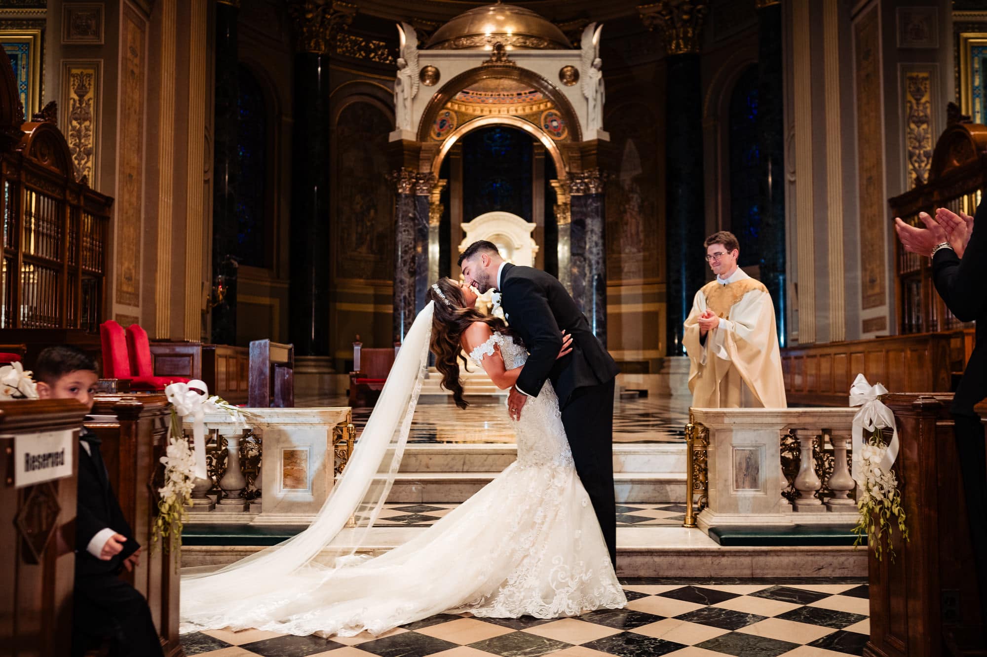 the newlywed's first kiss