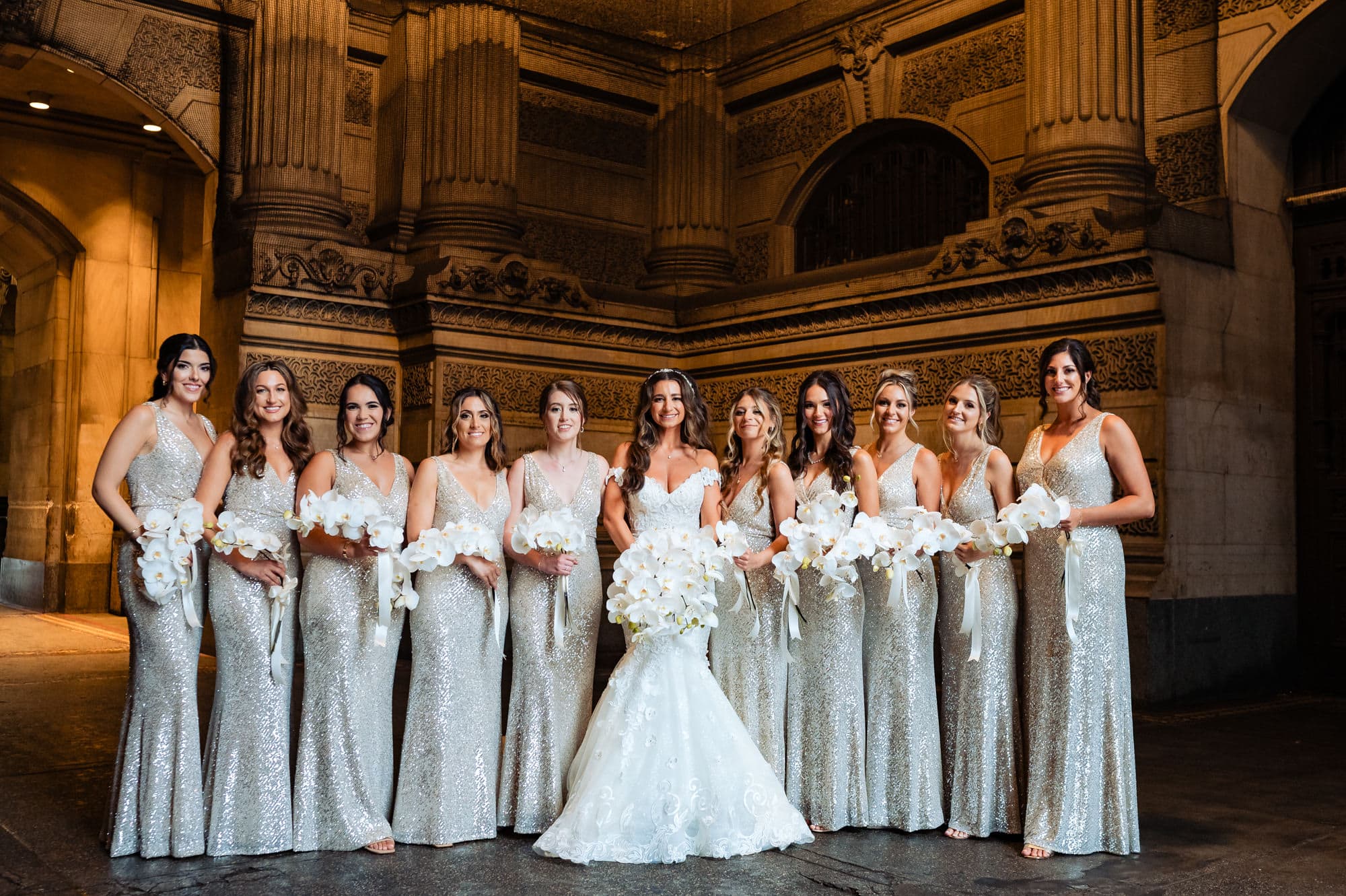 the bride and her bridesmaids