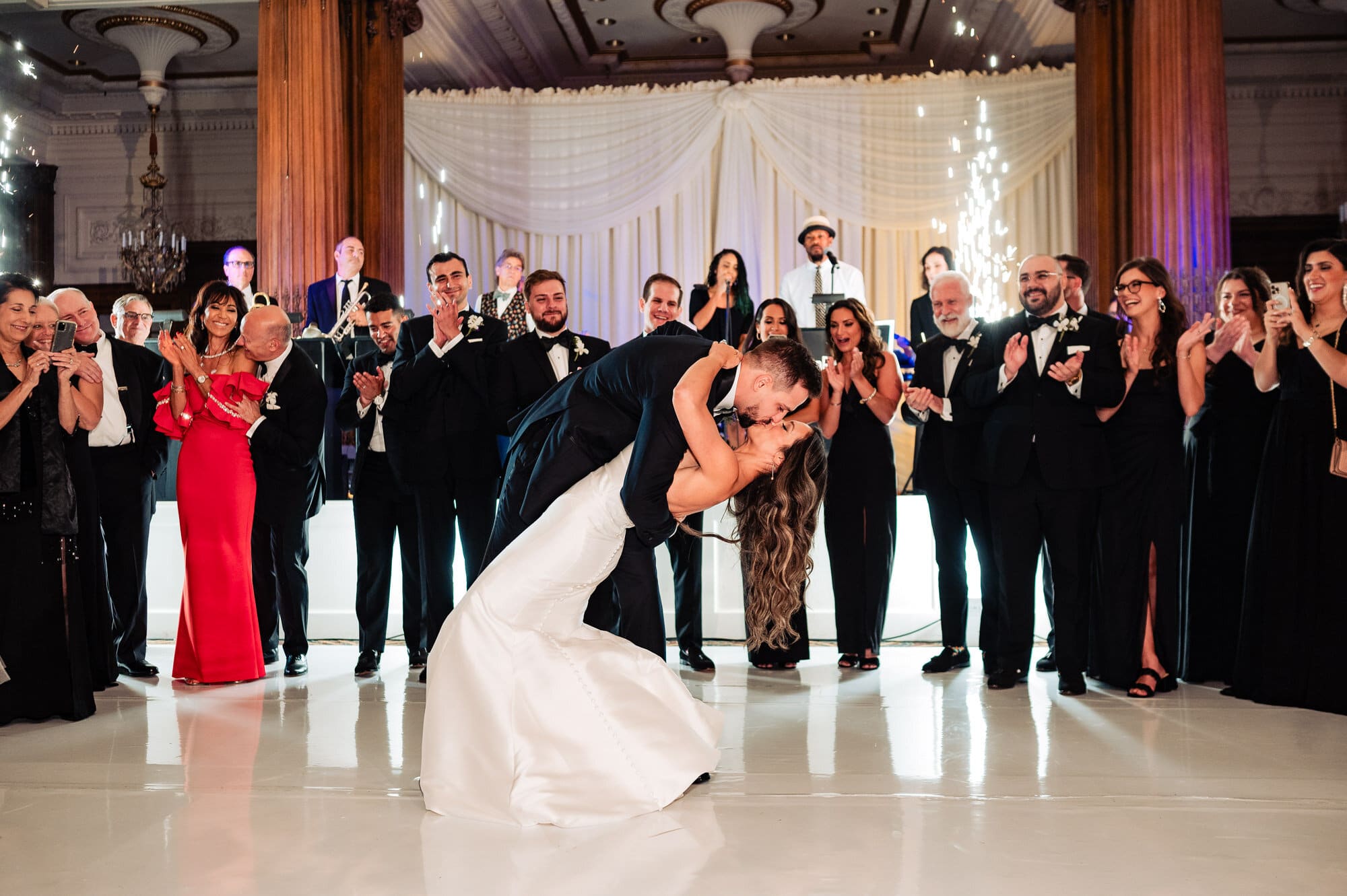 bride and groom kissing