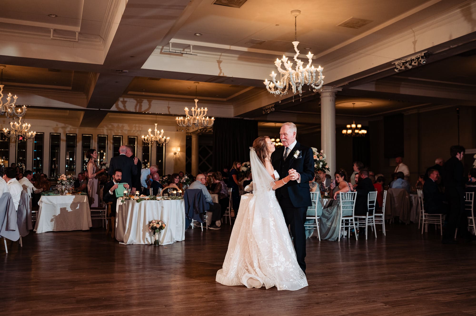 bride is dancing with her father