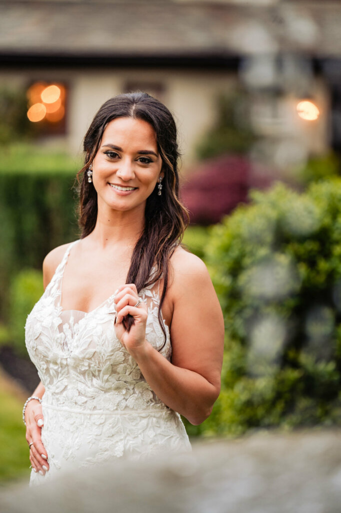 The bride shines in a radiant close-up portrait, her beauty illuminated by an inner glow that mirrors the joy within her heart.