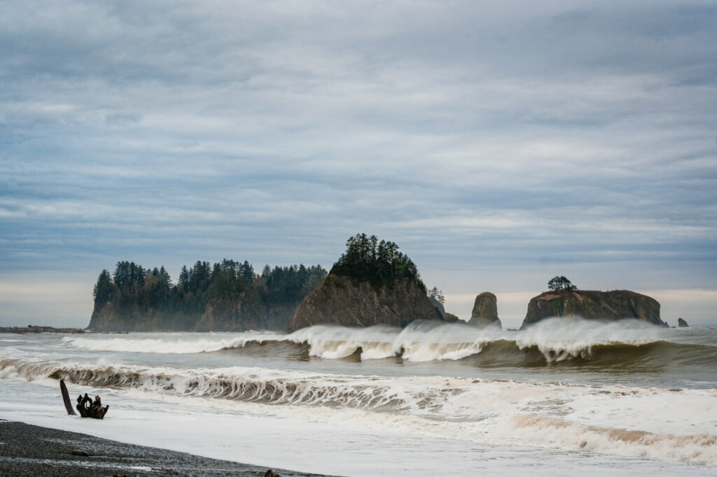 One of the most iconic rock formations along the Oregon coast is Haystack Rock, located in Cannon Beach. Rising 235 feet above the sandy shores, this massive sea stack is home to a variety of seabirds and tide pool creatures, making it a popular destination for birdwatchers and tide pool explorers.