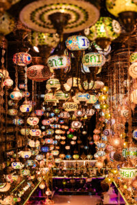 Beautiful Colorful Traditional Lantern Display in Souk Market, Dubai
