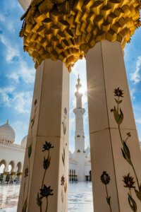 Architecture and column details of Shaikh Zayed Mosque in Abu Dhabi