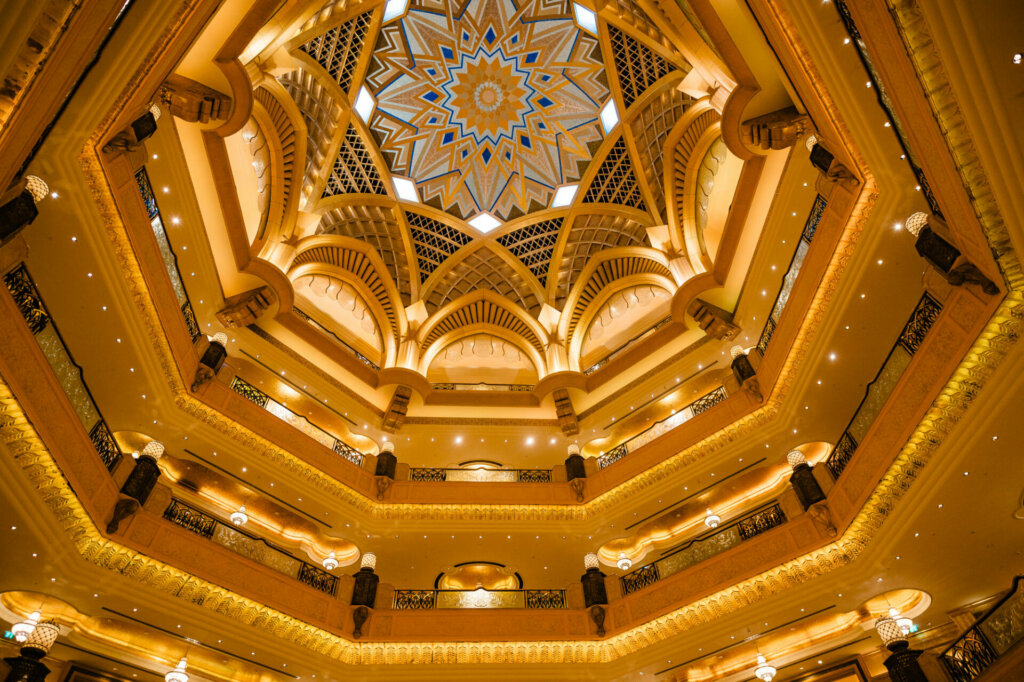 Majestic interior of the Emirates Palace Hotel, exuding opulence and elegance in Abu Dhabi