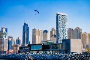 Scenic panorama of Dubai Marina, a modern waterfront destination bustling with activity and luxury.