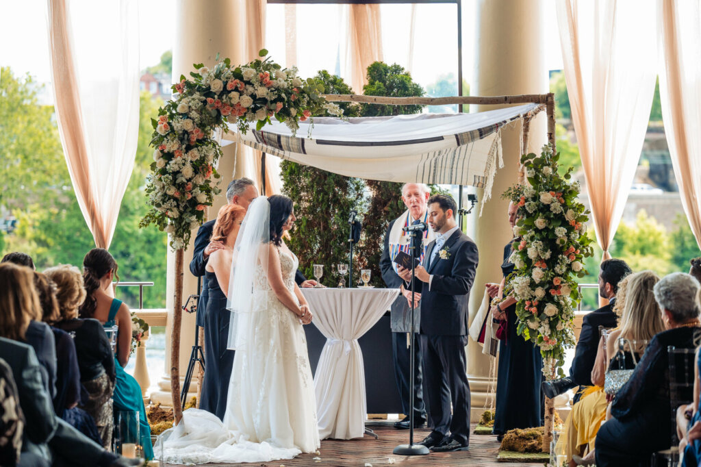 Groom recites his vows during the wedding ceremony