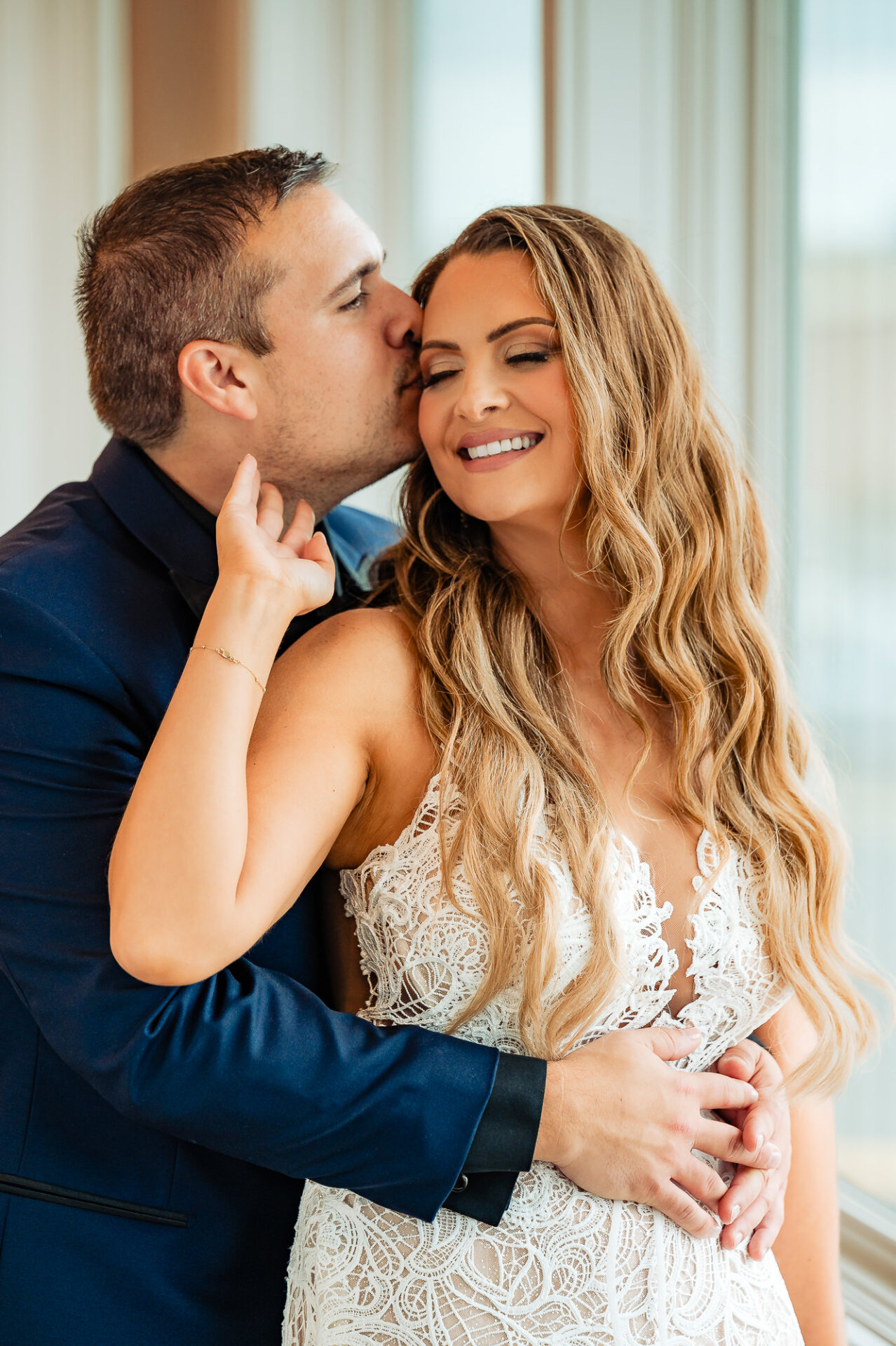 A loving moment between the newlyweds